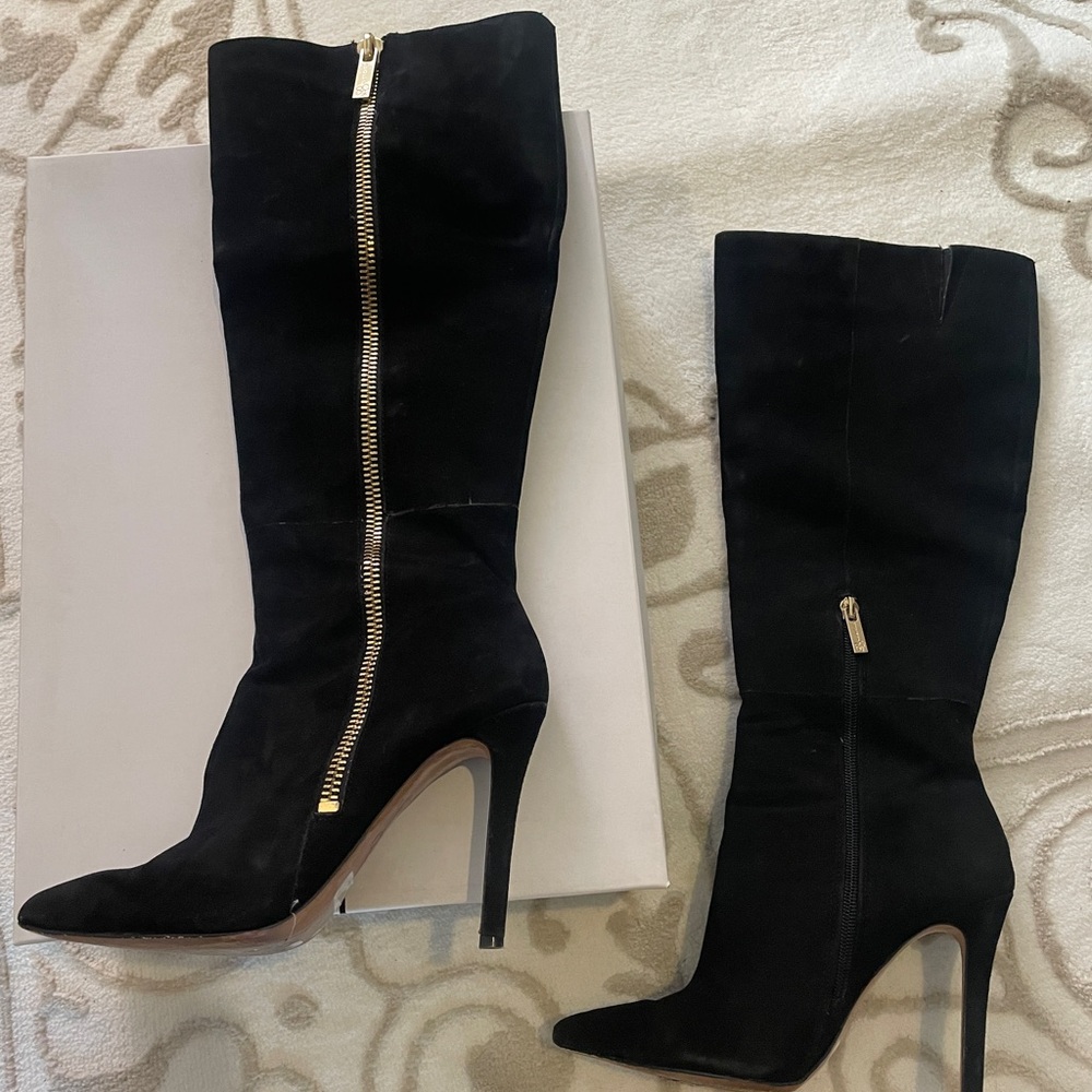 Jessica Simpson revolve Black Heeled Boots with Gold Zipper size 7.5